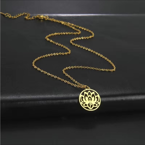 Stainless steel yoga lotus Necklace - Picture 2 of 5